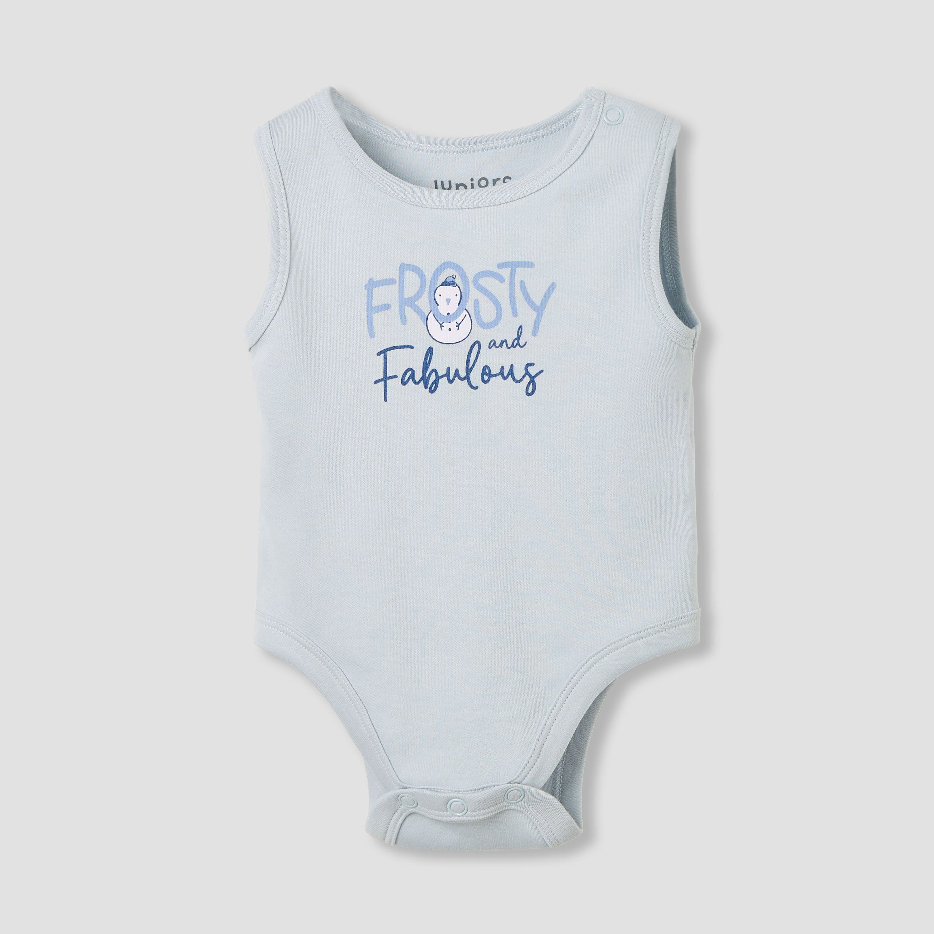 Juniors Round Neck Bodysuit with Snap Button Closure - Cotton - Sleeveless