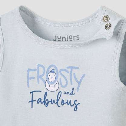 Juniors Round Neck Bodysuit with Snap Button Closure - Cotton - Sleeveless