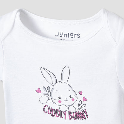 Juniors Round Neck Bodysuit with Snap Button Closure - Cotton - Short Sleeves