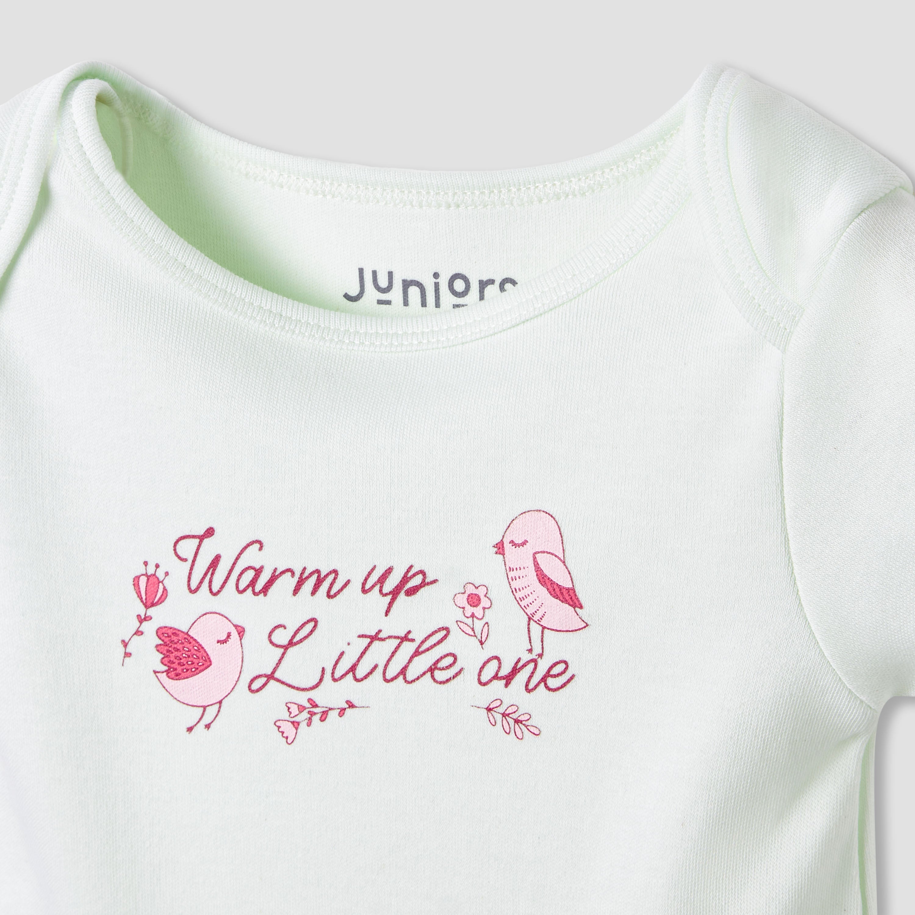 Juniors Round Neck Bodysuit with Snap Button Closure - Cotton - Short Sleeves