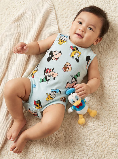 Pack of 3 Disney Crew Neck Sleeveless Bodysuit with Mickey Mouse and Friends Print-baby-boys-clothing-bodysuits-image-2