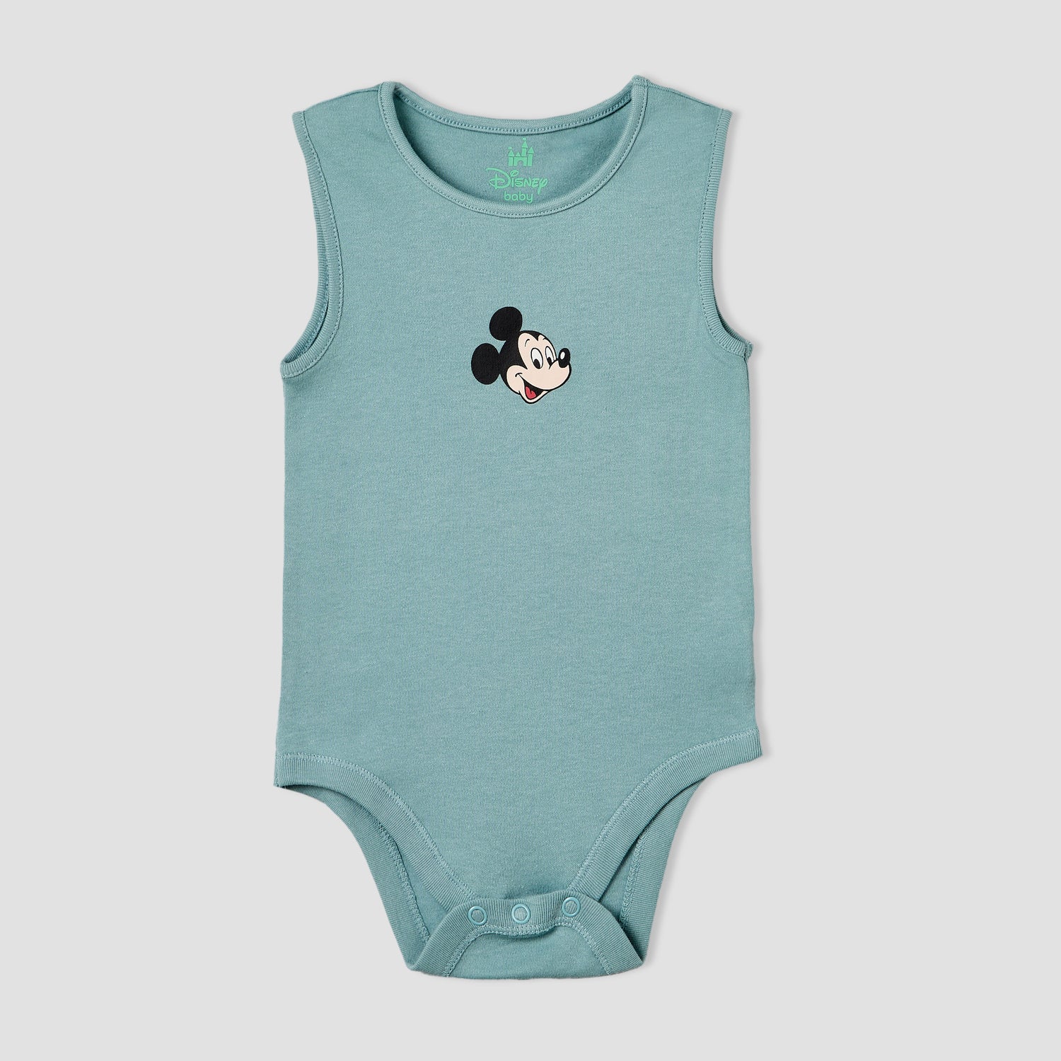 Pack of 3 Disney Crew Neck Sleeveless Bodysuit with Mickey Mouse and Friends Print