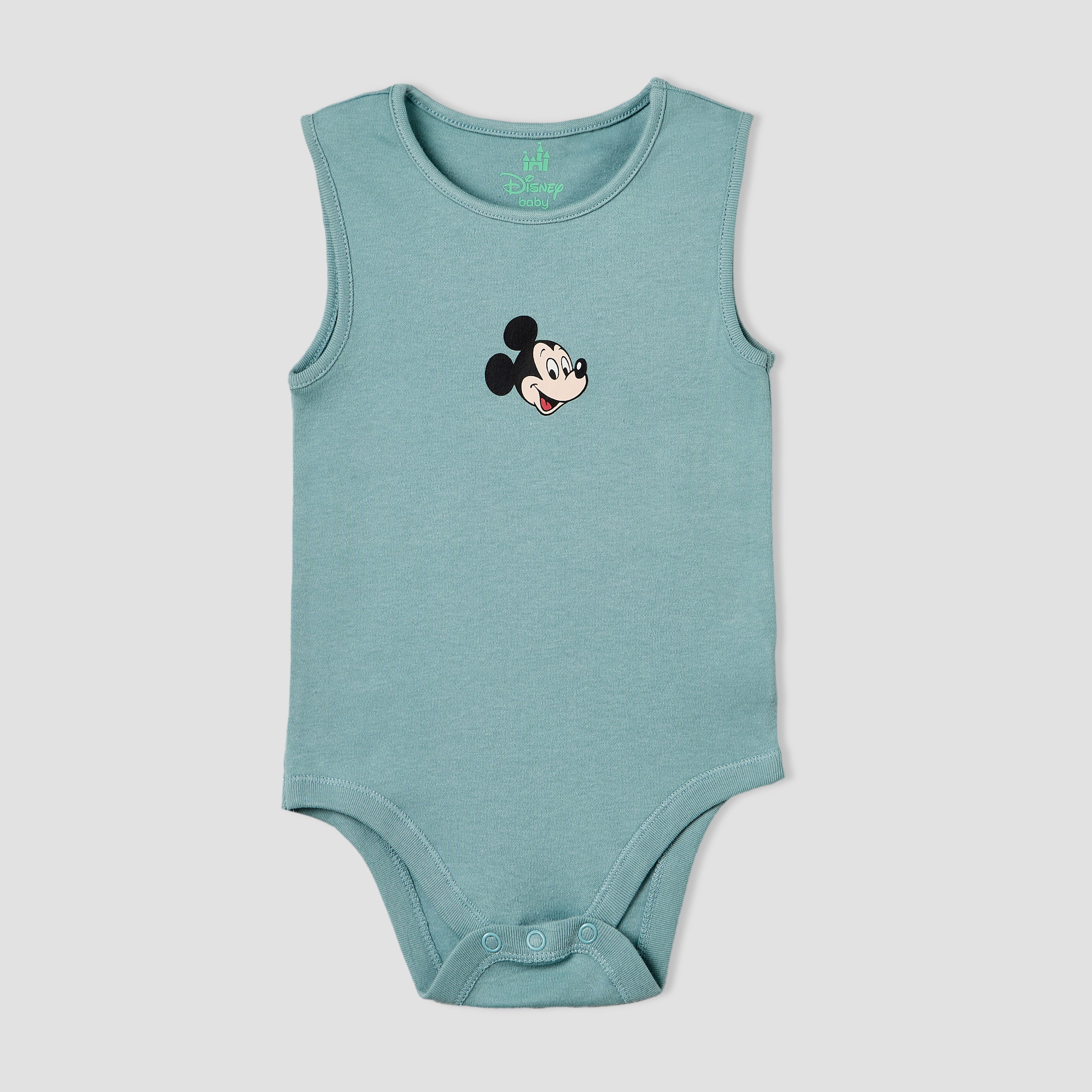 Pack of 3 Disney Crew Neck Sleeveless Bodysuit with Mickey Mouse and Friends Print