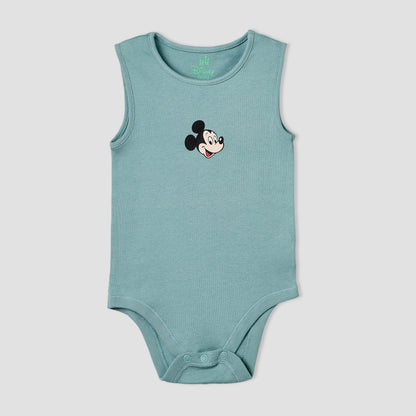 Pack of 3 Disney Crew Neck Sleeveless Bodysuit with Mickey Mouse and Friends Print