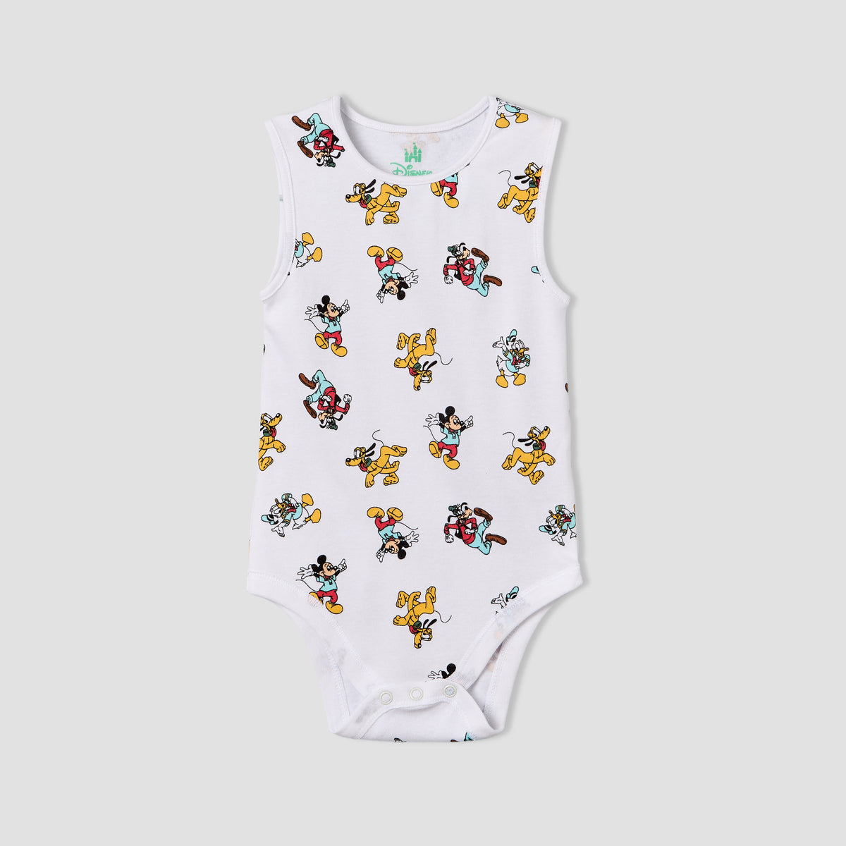 Pack of 3 Disney Crew Neck Sleeveless Bodysuit with Mickey Mouse and Friends Print