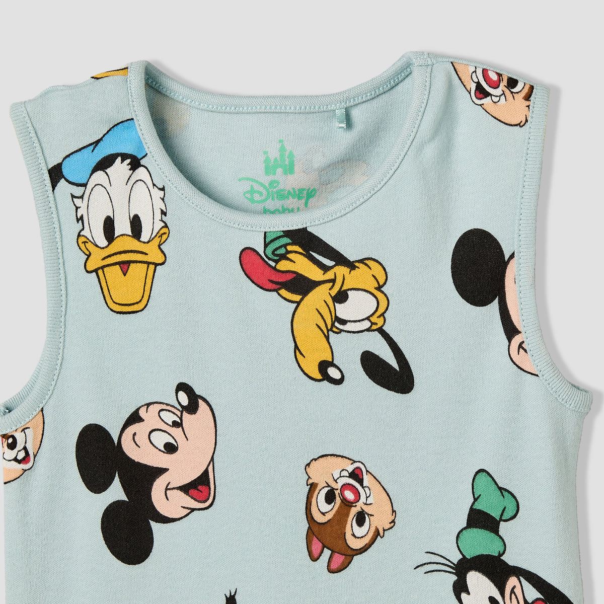 Pack of 3 Disney Crew Neck Sleeveless Bodysuit with Mickey Mouse and Friends Print