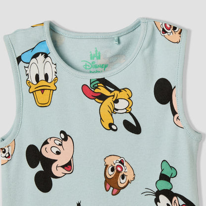 Pack of 3 Disney Crew Neck Sleeveless Bodysuit with Mickey Mouse and Friends Print