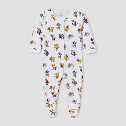 Pack of 2 Disney Cotton Crew Neck Long Sleeves Sleepsuit with Mickey Mouse and Friends Print