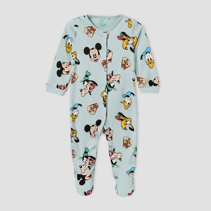 Pack of 2 Disney Cotton Crew Neck Long Sleeves Sleepsuit with Mickey Mouse and Friends Print