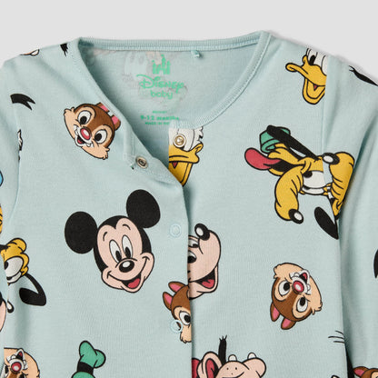 Pack of 2 Disney Cotton Crew Neck Long Sleeves Sleepsuit with Mickey Mouse and Friends Print