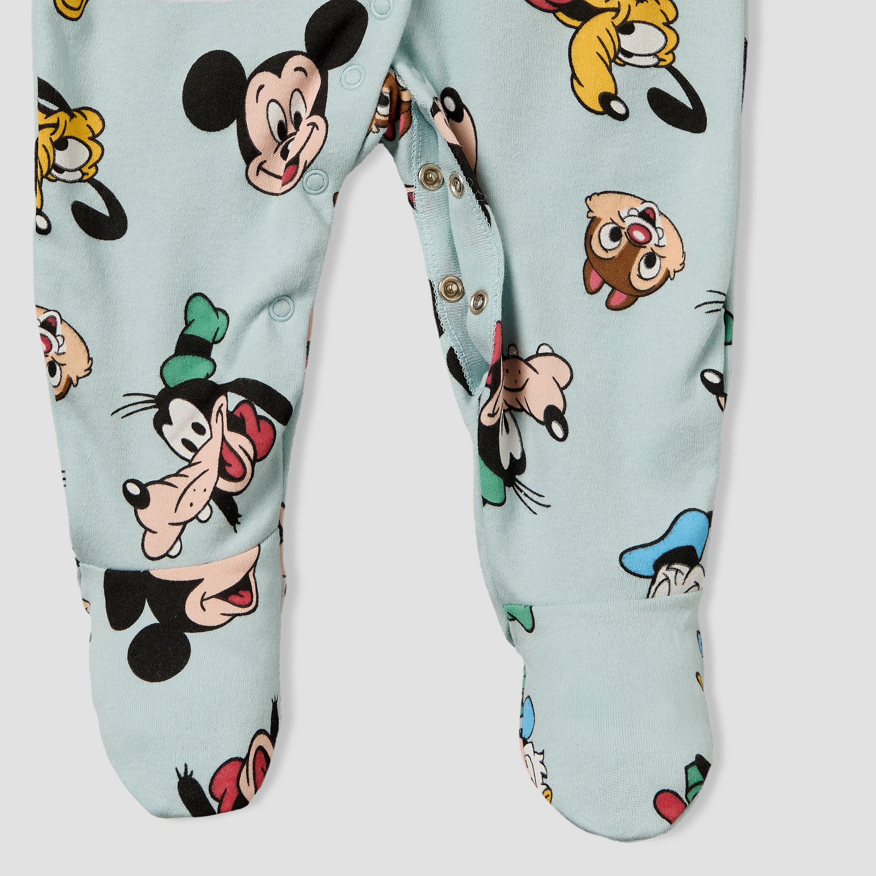 Pack of 2 Disney Cotton Crew Neck Long Sleeves Sleepsuit with Mickey Mouse and Friends Print
