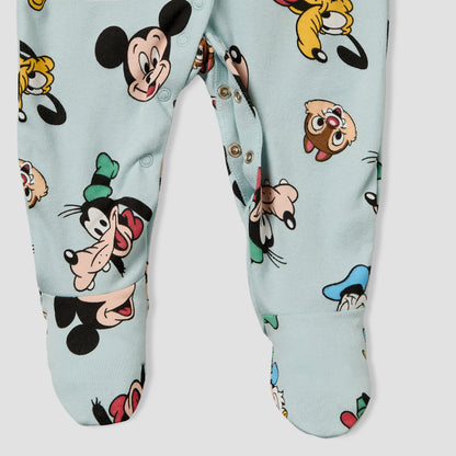 Pack of 2 Disney Cotton Crew Neck Long Sleeves Sleepsuit with Mickey Mouse and Friends Print