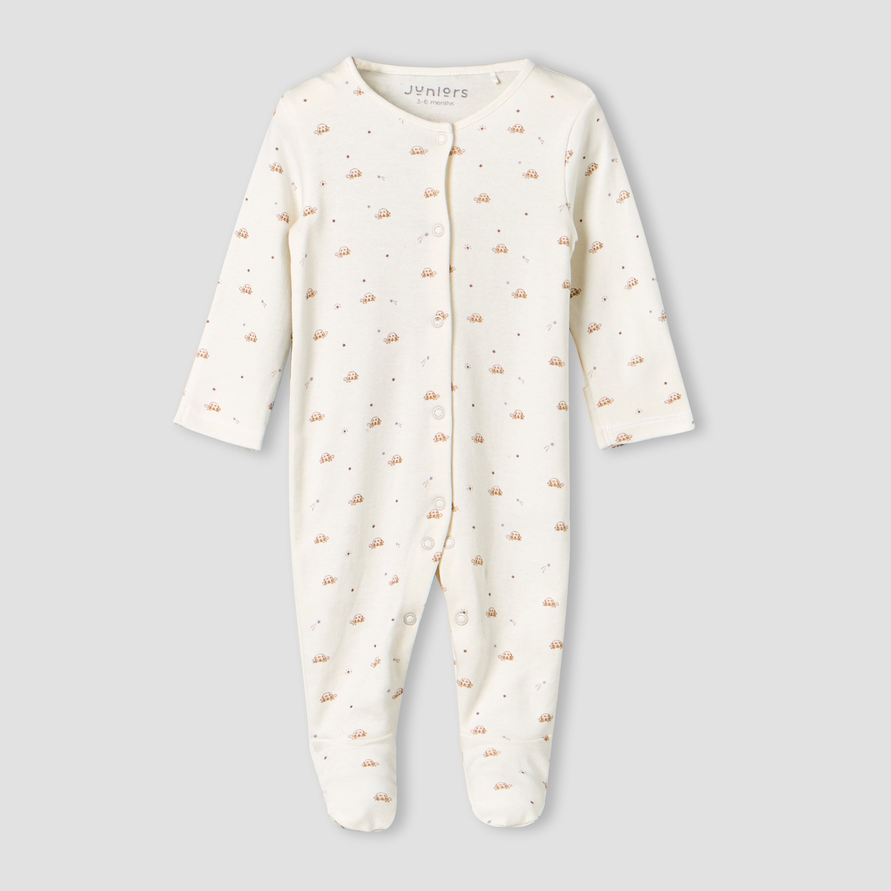 Pack of 2 Juniors Cotton Long Sleeves Sleepsuit with Closed Feet Design