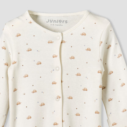 Pack of 2 Juniors Cotton Long Sleeves Sleepsuit with Closed Feet Design