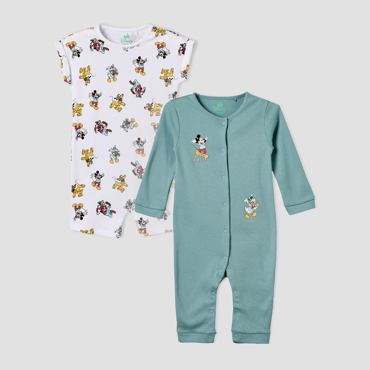 Set of 2 Disney Cotton Crew Neck Sleepsuit with Romper
