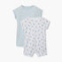 Juniors Printed Romper with Extended Sleeves - Set of 2 - Blue / 0-3 mths