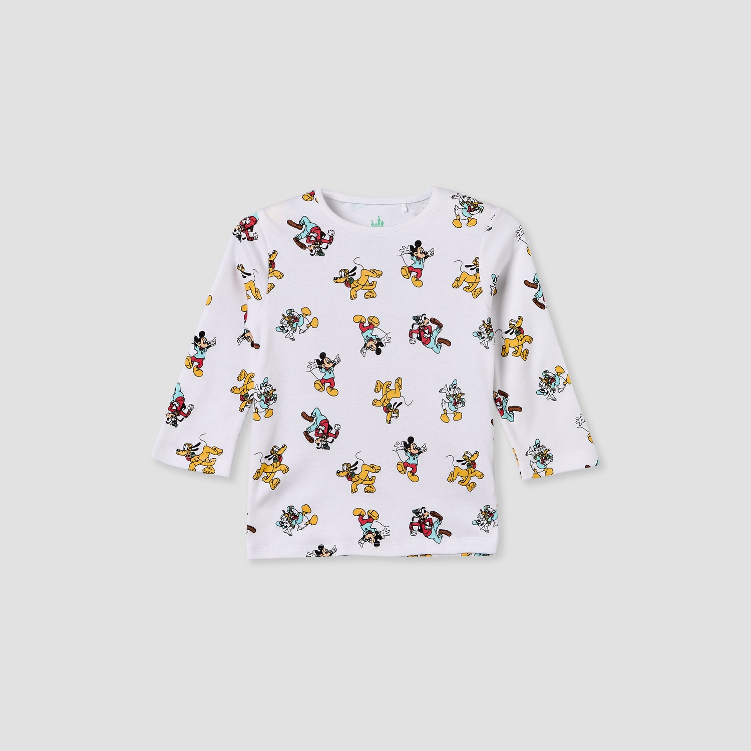 Pack of 2 Disney Cotton Crew Neck Long Sleeves Pyjama Set with Mickey Mouse and Friends Print