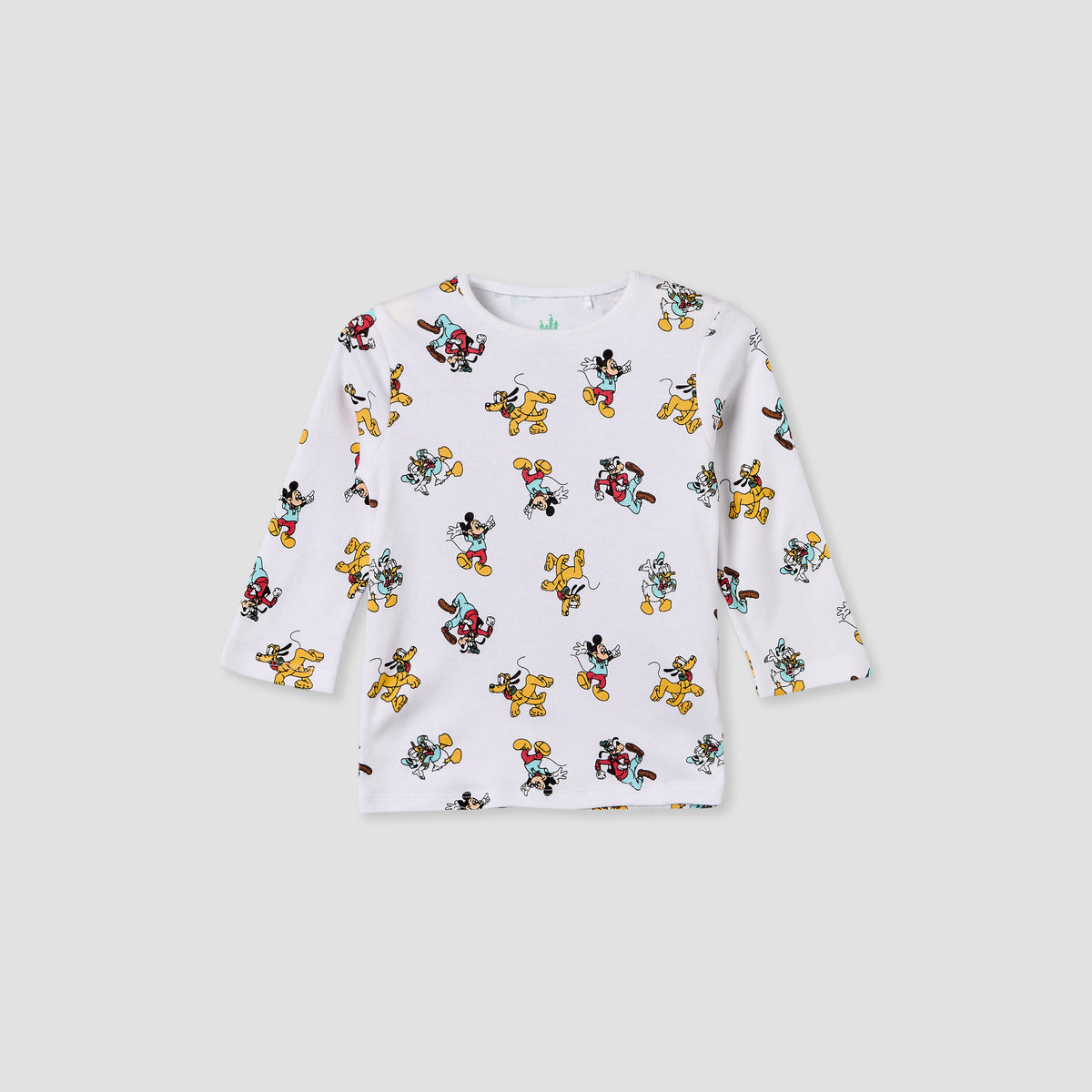 Pack of 2 Disney Cotton Crew Neck Long Sleeves Pyjama Set with Mickey Mouse and Friends Print