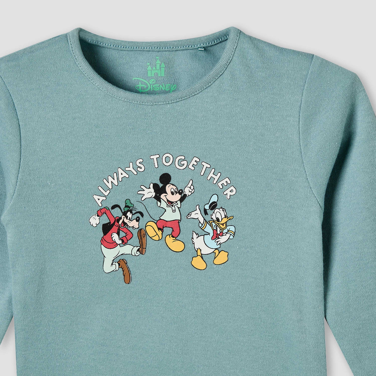 Pack of 2 Disney Cotton Crew Neck Long Sleeves Pyjama Set with Mickey Mouse and Friends Print