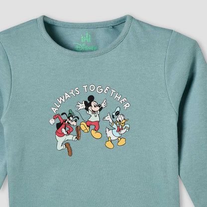 Pack of 2 Disney Cotton Crew Neck Long Sleeves Pyjama Set with Mickey Mouse and Friends Print