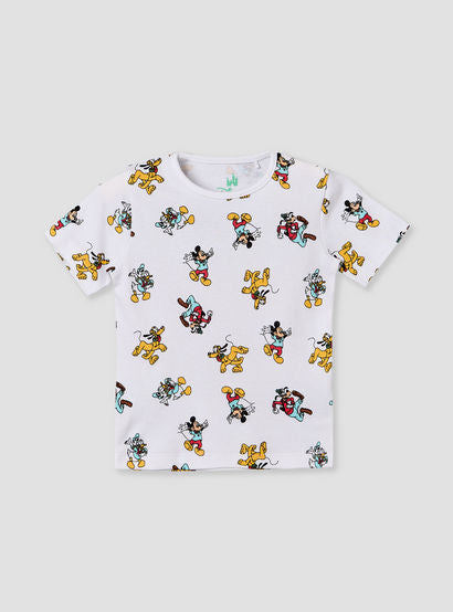 Disney Crew Neck Short Sleeves T-shirt and Dungaree Set with Mickey Mouse and Friends Print-baby-boys-clothing-setsandcoords-image-3
