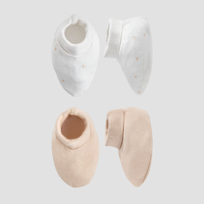Pack of 2 Juniors Booties with Textured Hem - Multicolour / Newborn