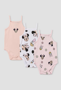 Pack of 3 Disney Cotton Square Neck Sleeveless Bodysuit with Minnie Mouse and Daisy Duck Print-undefined-image-1