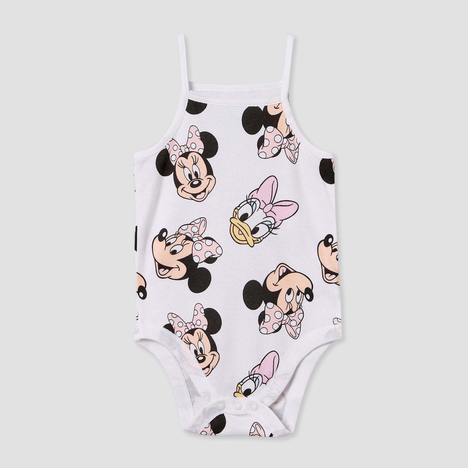 Pack of 3 Disney Cotton Square Neck Sleeveless Bodysuit with Minnie Mouse and Daisy Duck Print