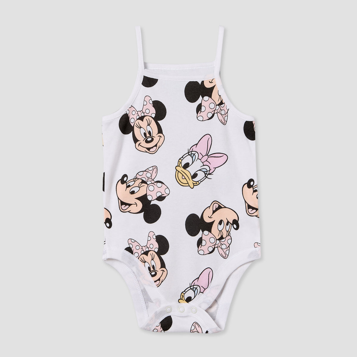 Pack of 3 Disney Cotton Square Neck Sleeveless Bodysuit with Minnie Mouse and Daisy Duck Print