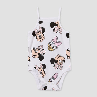 Pack of 3 Disney Cotton Square Neck Sleeveless Bodysuit with Minnie Mouse and Daisy Duck Print