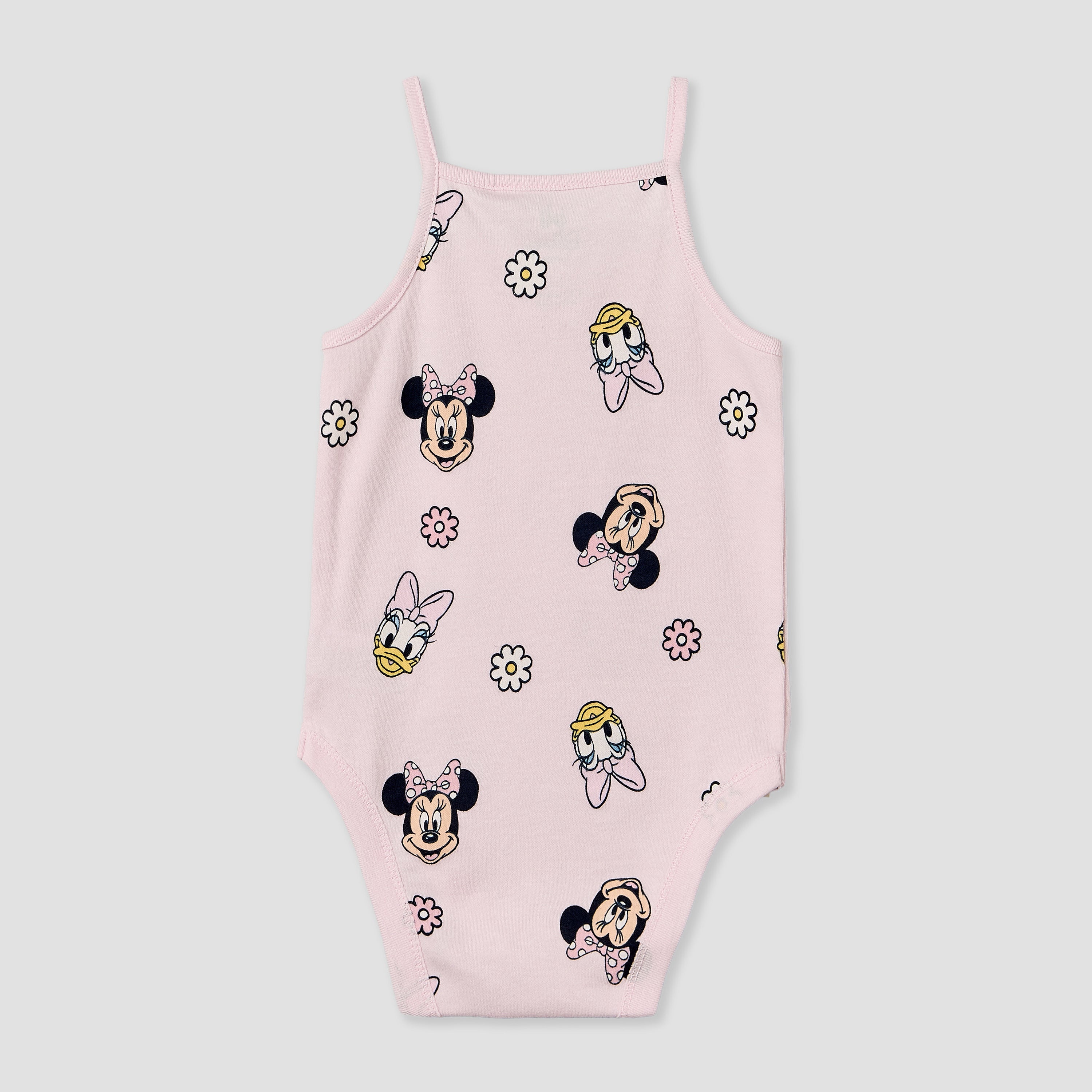 Pack of 3 Disney Cotton Square Neck Sleeveless Bodysuit with Minnie Mouse and Daisy Duck Print