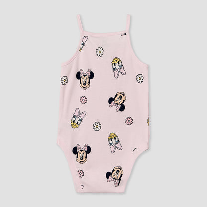 Pack of 3 Disney Cotton Square Neck Sleeveless Bodysuit with Minnie Mouse and Daisy Duck Print