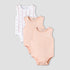 Pack of 3 Juniors Cotton Sleeveless Bodysuit with Snap Button Closure - Pink / 3-6 mths