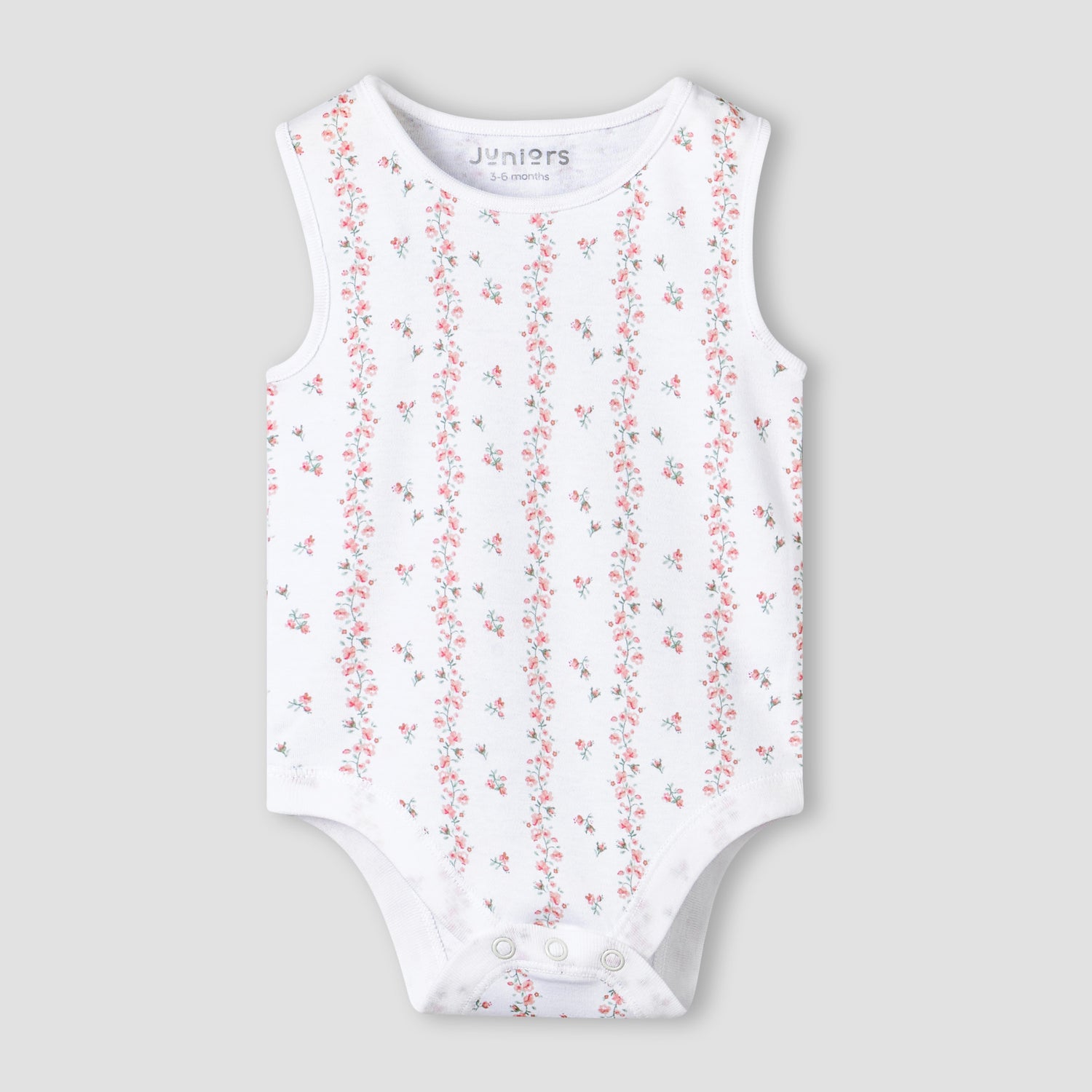 Pack of 3 Juniors Cotton Sleeveless Bodysuit with Snap Button Closure