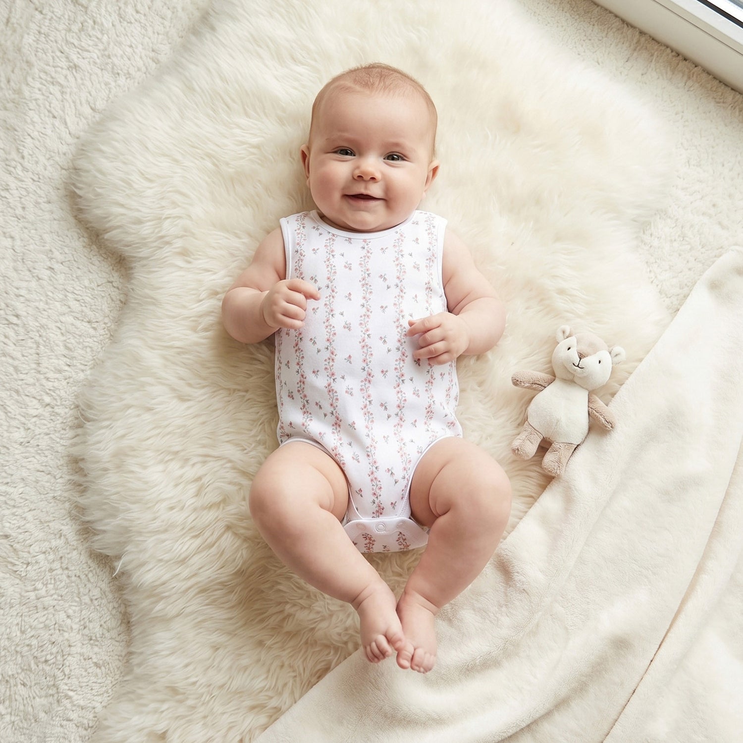 Pack of 3 Juniors Cotton Sleeveless Bodysuit with Snap Button Closure
