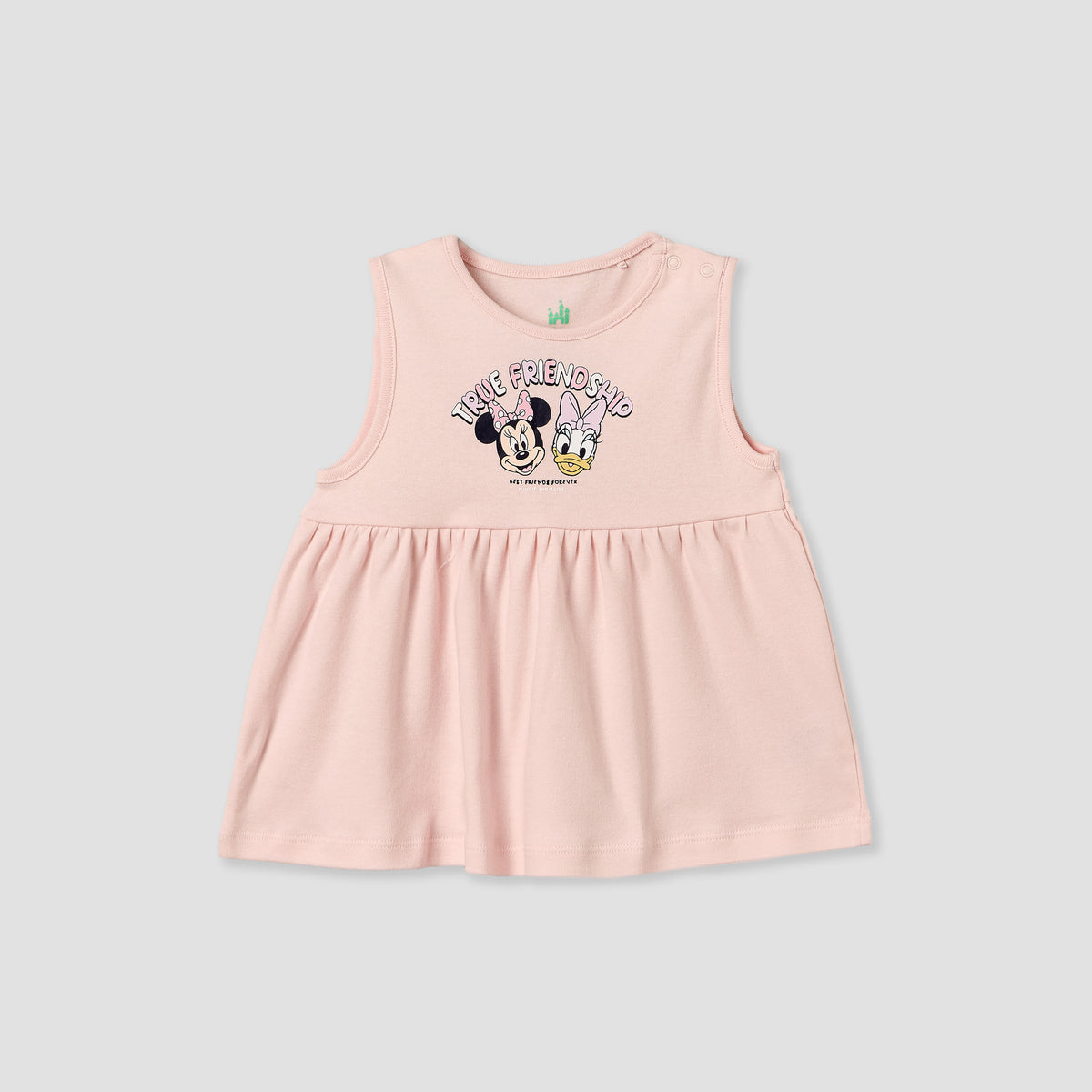 Pack of 2 Disney Round Neck Knee Length A-line Dress with Minnie Mouse Print