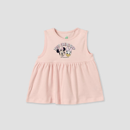 Pack of 2 Disney Round Neck Knee Length A-line Dress with Minnie Mouse Print