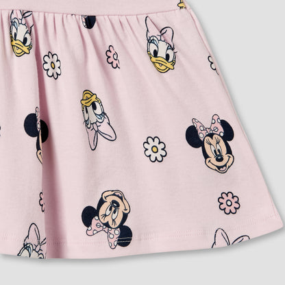 Pack of 2 Disney Round Neck Knee Length A-line Dress with Minnie Mouse Print