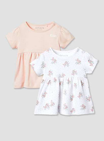 Juniors Assorted A-line Dress with Round Neck and Short Sleeves - Set of 2-baby-girls-clothing-dressesandjumpsuits-image-1