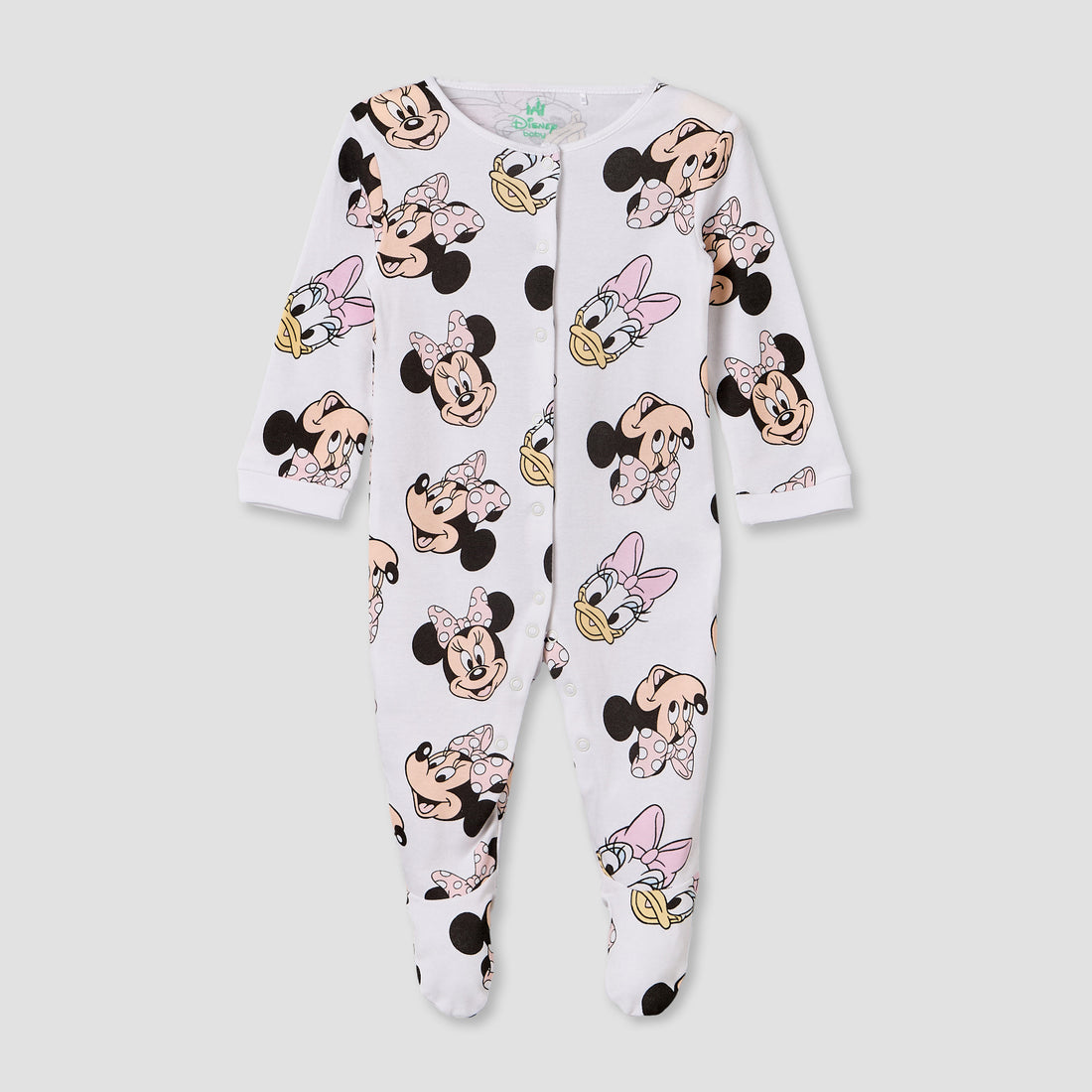 Pack of 2 Disney Cotton Crew Neck Long Sleeves Sleepsuit with Minnie Mouse Print