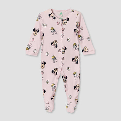 Pack of 2 Disney Cotton Crew Neck Long Sleeves Sleepsuit with Minnie Mouse Print