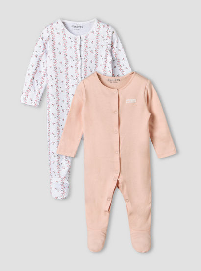 Pack of 2 Juniors Cotton Long Sleeves Sleepsuit with Assorted Design-baby-girls-clothing-nightwear-sleepsuits-image-1