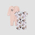 Set of 2 Disney Cotton Round Neck Sleepsuit with Romper - Pink / 12-18 mths
