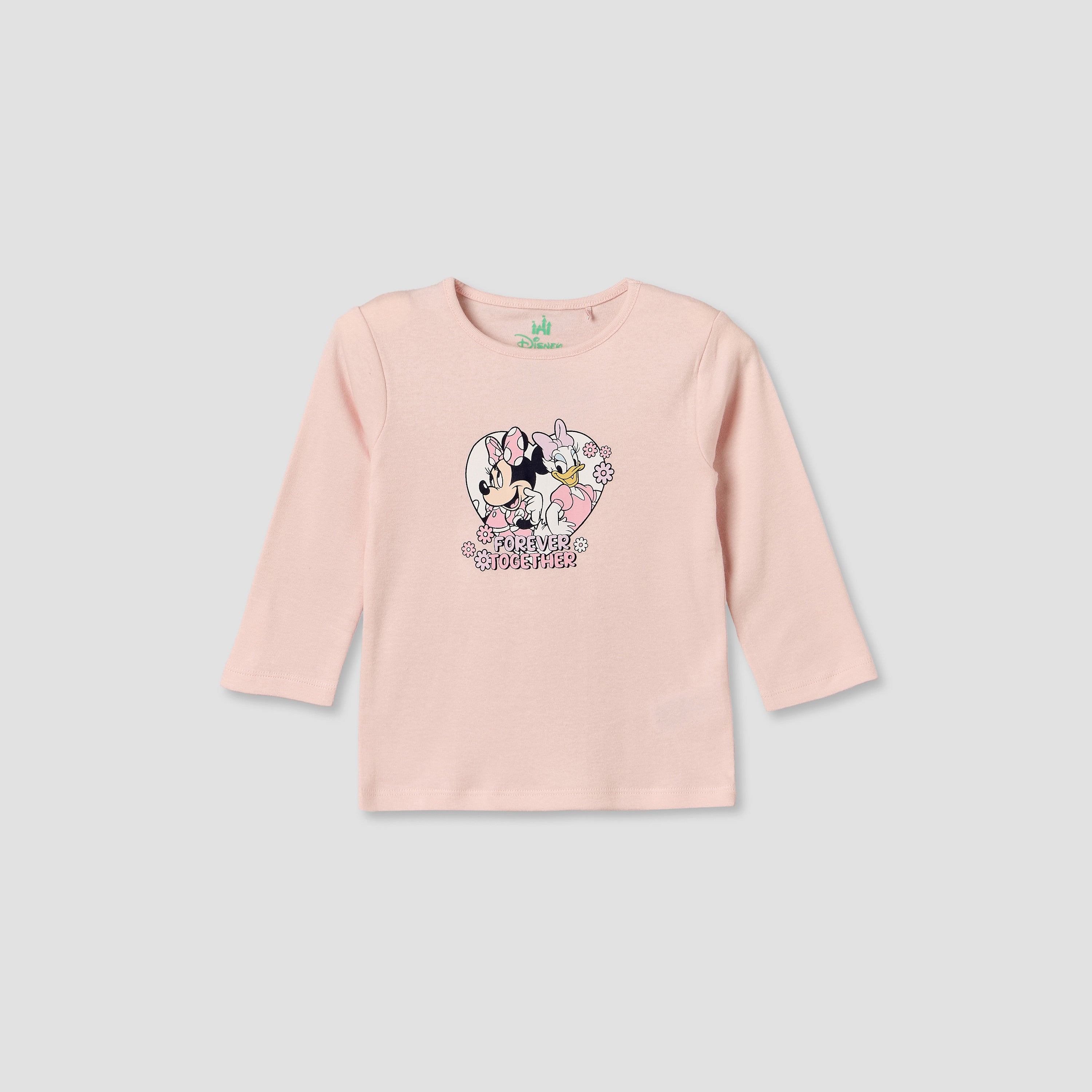 Pack of 2 Disney Cotton Crew Neck Long Sleeves Pyjama Set with Minnie Mouse and Daisy Duck Print