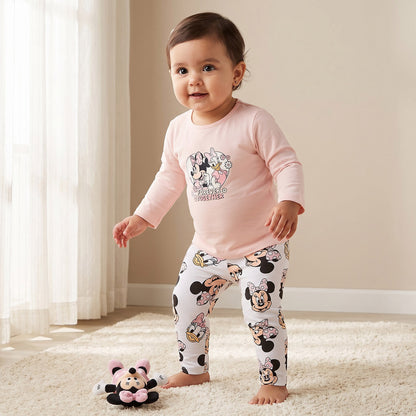 Pack of 2 Disney Cotton Crew Neck Long Sleeves Pyjama Set with Minnie Mouse and Daisy Duck Print