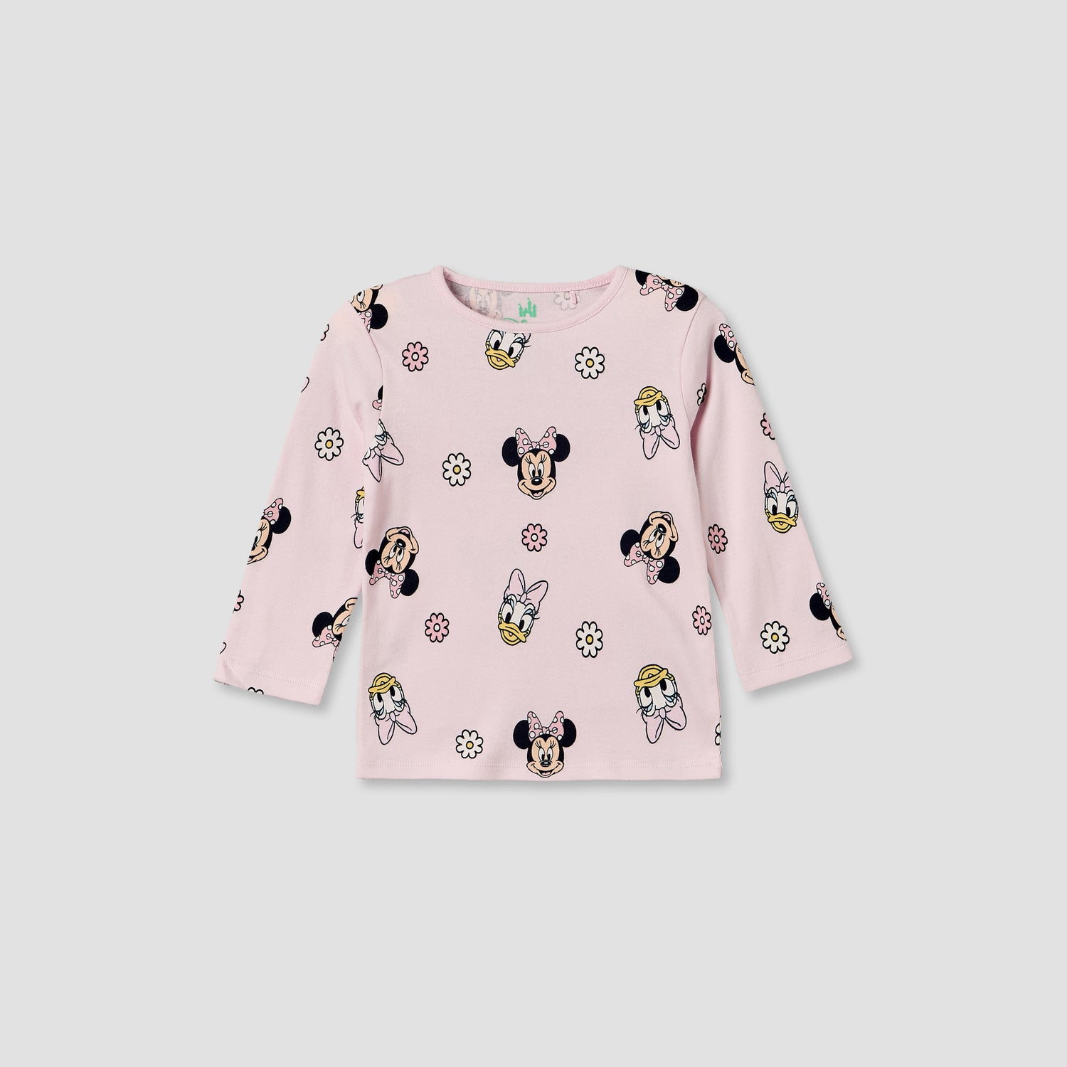 Pack of 2 Disney Cotton Crew Neck Long Sleeves Pyjama Set with Minnie Mouse and Daisy Duck Print