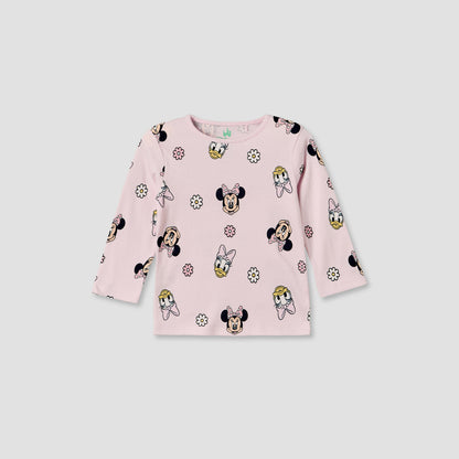 Pack of 2 Disney Cotton Crew Neck Long Sleeves Pyjama Set with Minnie Mouse and Daisy Duck Print