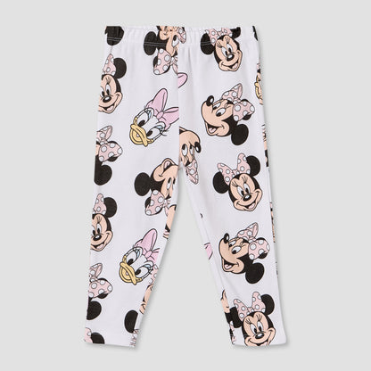 Pack of 2 Disney Cotton Crew Neck Long Sleeves Pyjama Set with Minnie Mouse and Daisy Duck Print