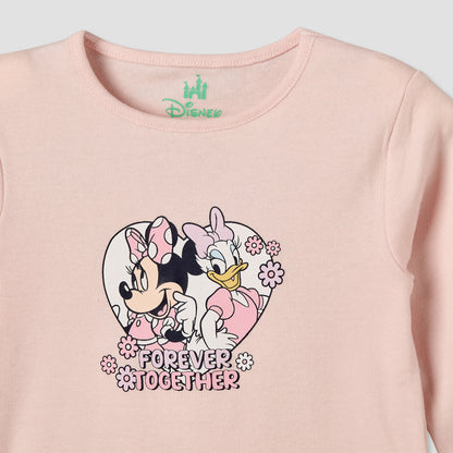 Pack of 2 Disney Cotton Crew Neck Long Sleeves Pyjama Set with Minnie Mouse and Daisy Duck Print