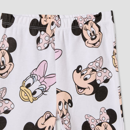Pack of 2 Disney Cotton Crew Neck Long Sleeves Pyjama Set with Minnie Mouse and Daisy Duck Print